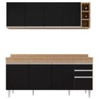 Armário Aéreo Nevada E Balcão 180cm Com Tampo Dallas Castanho