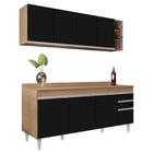 Armário Aéreo Nevada E Balcão 180cm Com Tampo Dallas Castanho