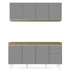 Armário Aéreo Nevada E Balcão Para Pia 160cm Arkansas Castanh