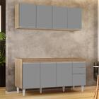 Armário Aéreo Nevada E Balcão Para Pia 160cm Arkansas Castanh