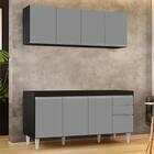 Armário Aéreo Nevada E Balcão Para Pia 160cm Arkansas Preto/c