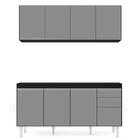 Armário Aéreo Nevada E Balcão Para Pia 160cm Arkansas Preto/c