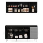 Armário Aéreo Nevada E Balcão Para Pia 160cm Arkansas Preto/c