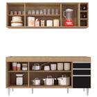 Armário Aéreo Nevada E Balcão Para Pia 180cm Dallas Cast/pret