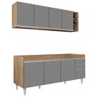 Armário Aéreo Nevada E Balcão Para Pia 180cm Dallas Castanho/