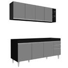 Armário Aéreo Nevada E Balcão Para Pia 180cm Dallas Preto/cin