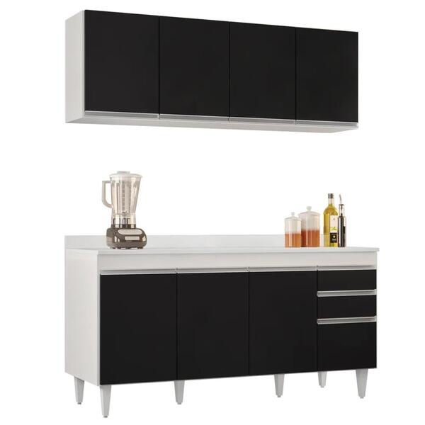 Armário Aéreo Nevada E Balcão Para Pia Com Tampo 160cm Arkans