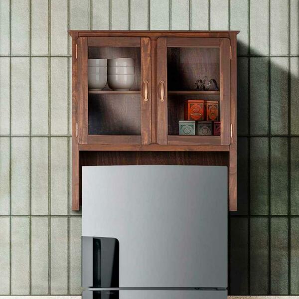 Armário Aéreo Oratório Madeira Maciça 2 Portas De Vidro Shop