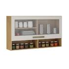 Armário Aéreo Organizador Suspenso Cozinha 1 Porta Vidro 2 Pr