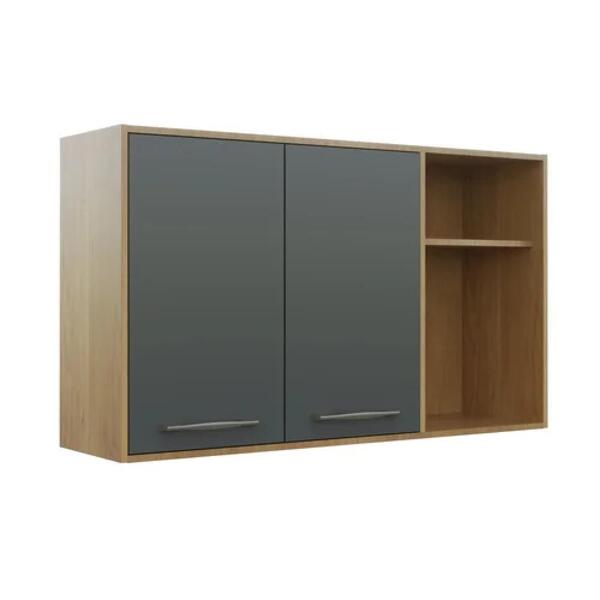 Armário Aéreo Organizador Suspenso Cozinha 2 Portas 2 Pratele