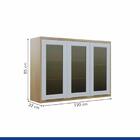 Armário Aéreo Organizador Suspenso Cozinha 3 Portas 3 Pratele