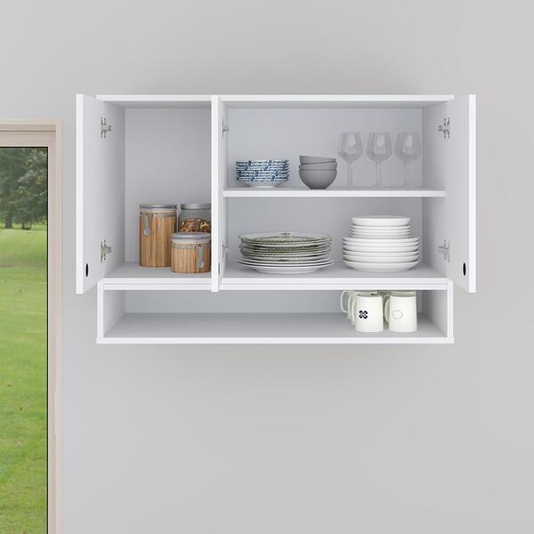 Armário Aéreo Organizador Suspenso Parede Multiuso 3 Portas C