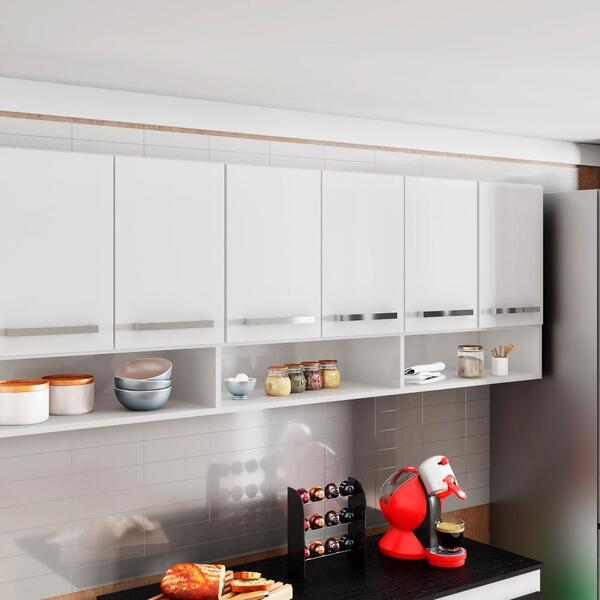 Armario Aereo Para Casa 6 Portas Branco Suriname Brienza Move