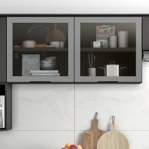 Armário Aéreo Para Cozinha 120cm 2 Portas Com Vidro Etna Graf