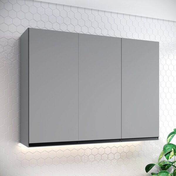 Armário Aéreo Para Cozinha 120cm 3 Portas Ketlin  Cinza