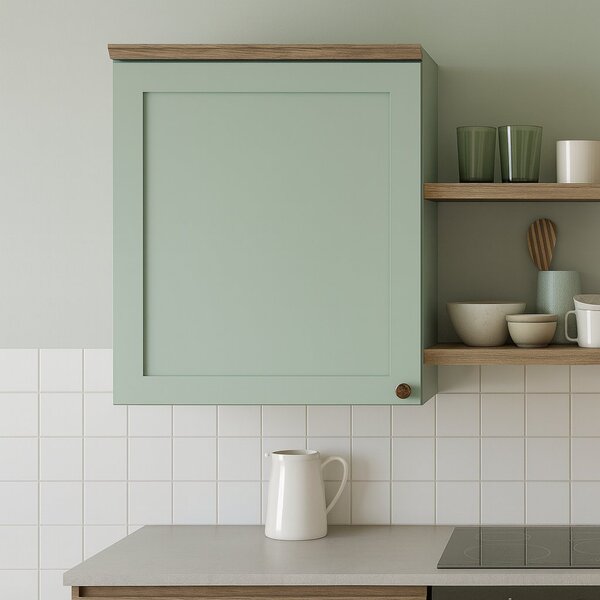 Armário Aéreo Para Cozinha 1 Porta Provençal Iluminata  Verde