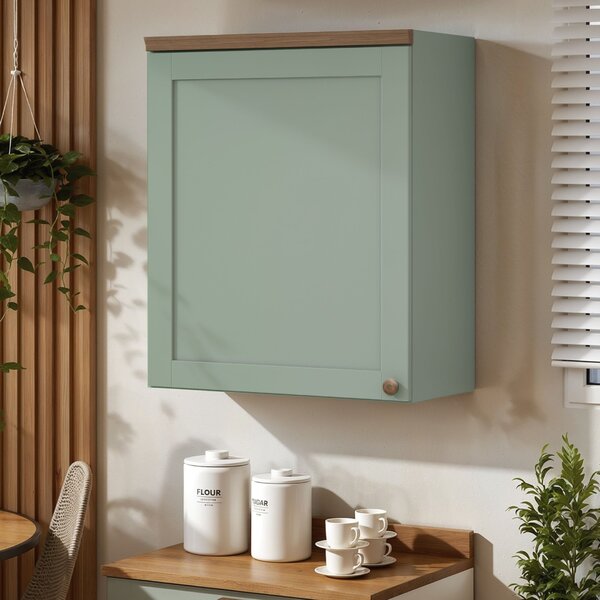 Armário Aéreo Para Cozinha 1 Porta Provençal Iluminata  Verde