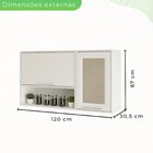 Armário Aéreo Para Cozinha 2 Portas 1 Nicho Paris Branco