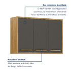 Armário Aéreo Para Cozinha 3 Portas 120cm Torino Valdemóveis