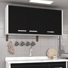 Armário Aéreo Para Cozinha 3 Portas 1 Prateleira Valenza Preto