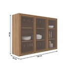 Armário Aéreo Para Cozinha 3 Portas Com Vidro 120cm Lavinia M