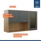 Armário Aéreo Para Cozinha 3 Portas Detalhe Em Vidro 1 Nicho