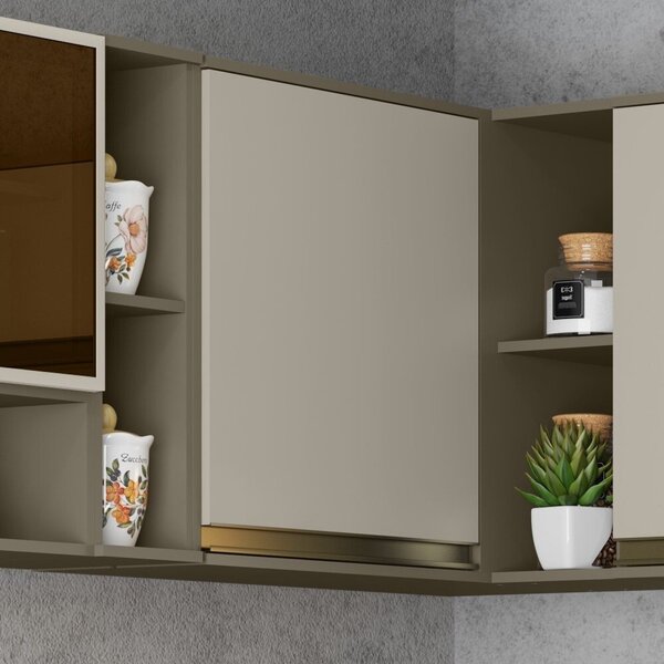 Armário Aéreo Para Cozinha 60cm 1 Porta Évelin  Duna/cristal