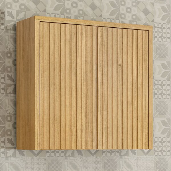 Armário Aéreo Para Cozinha 80cm 2 Portas Ripado Torino Cinamo