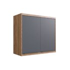 Armário Aéreo Para Cozinha 80cm 2 Portas Viena  Louro Freijó/