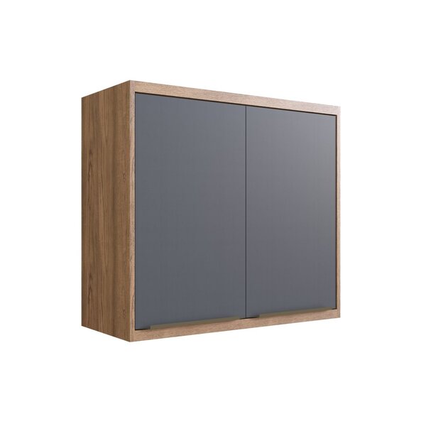 Armário Aéreo Para Cozinha 80cm 2 Portas Viena  Louro Freijó/