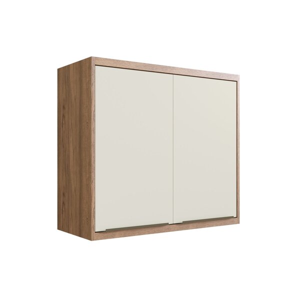 Armário Aéreo Para Cozinha 80cm 2 Portas Viena  Louro Freijó/