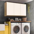 Armário Aéreo Para Lavanderia 3 Portas 100% Mdf Carvalho Rúst