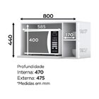 Armário Aéreo Para Microondas 3 Nichos Emilly  Branco Hp