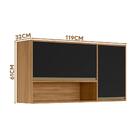 Armário Aéreo Para Quarto 2 Portas 119 Cm Nature Preto Fosco