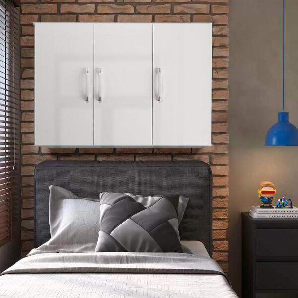 Armário Aéreo Para Quarto 3 Portas 100 Cm Florence Branco Sho