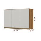 Armário Aéreo Para Quarto 3 Portas 90 Cm Nature Off White Gab