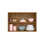 Armário Aéreo Para Quarto 3 Portas 90 Cm Nature Preto Fosco G