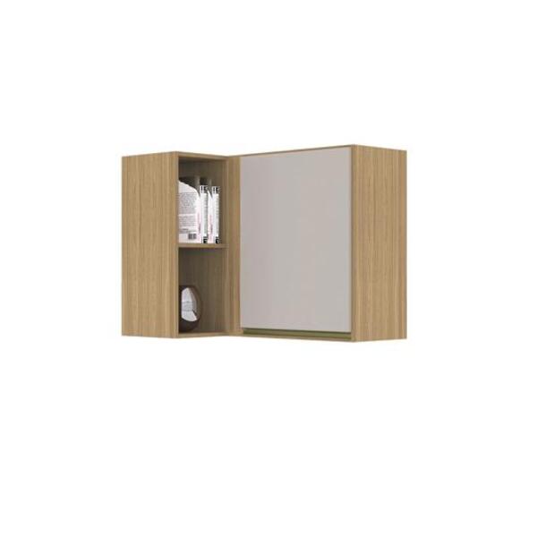 Armário Aéreo Pérola Canto Reto 1 Portas Damasco / Off White