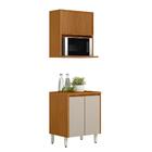 Armário Aéreo Ripado Com Balcão Para Cozinha Nature Off White