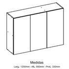 Armário Aéreo Slim 3 Portas  Luciane 1,20m