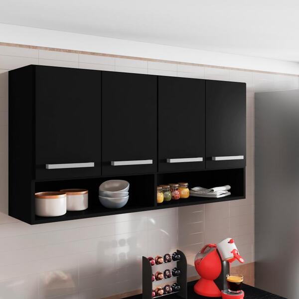 Armario Aereo Suspenso De Cozinha Bulgaria Preto Brienza Move