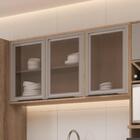 Armário Aéreo Suspenso Multiuso Cozinha 3 Portas Vidro Fumê 1
