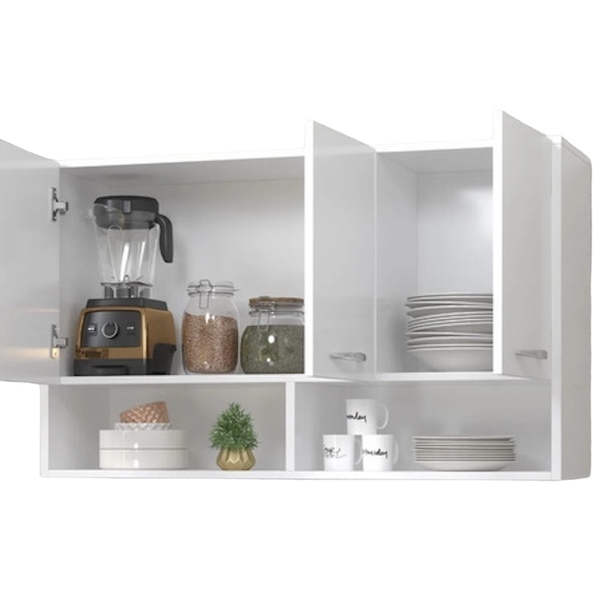 Armário Aéreo Suspenso Parede Em Mdf Com 3 Portas Lavanderia