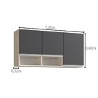 Armário Aéreo Triplo 120cm De Cozinha 3 Portas 2 Nichos Athen