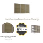 Armário Aéreo Triplo 120cm Greta 3 Portas De Vidro Crema