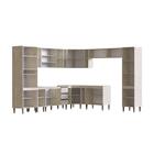 Armário Aéreo Triplo 120cm Greta 3 Portas De Vidro Crema