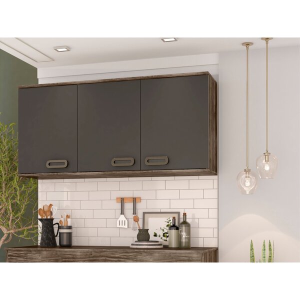 Armário Aéreo Triplo Bréscia 120 Cm Grafite