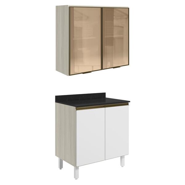 Armario Aereo Vidro Balcao 2p 80cm Mdf Kali Nicioli