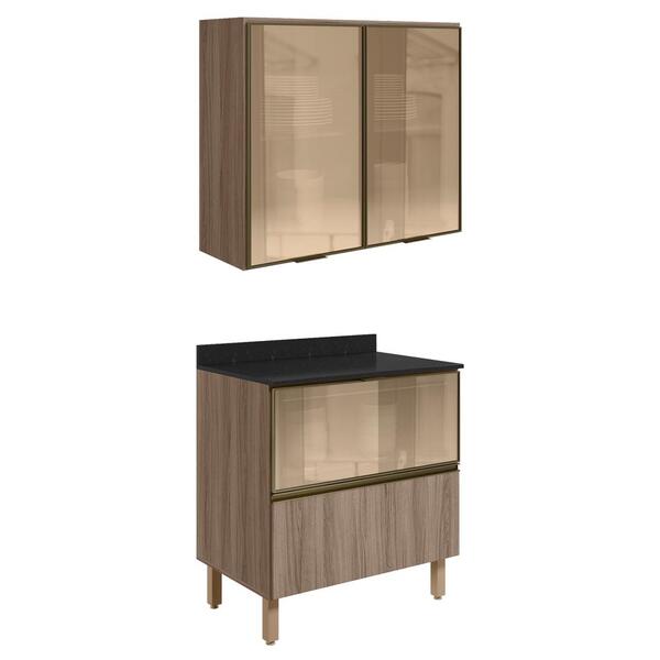 Armario Aereo Vidro Balcao 80 Cm Mdf Kali Nicioli