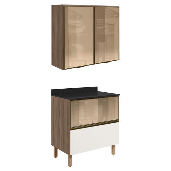 Armario Aereo Vidro Balcao 80 Cm Mdf Kali Nicioli